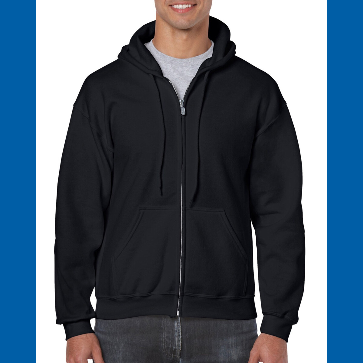 Gildan Mens Zip Hooded Sweatshirt Front